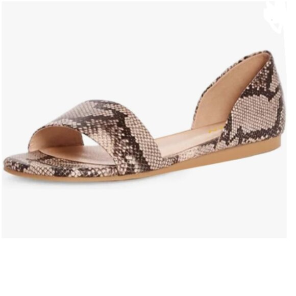 YDN Shoes - YDN Brown Sepentine Open Toe D'Orsay Casual Flats Sandals Slip on Comfy Shoes
